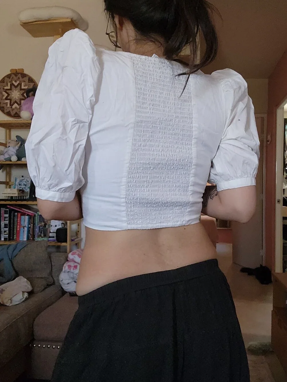 WAYF White puff sleeve corset crop top, Small - Picture 2 of 2